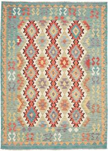 Tappeto Kilim Geometrico Verde Petrolio Arancione 147x197 Cm