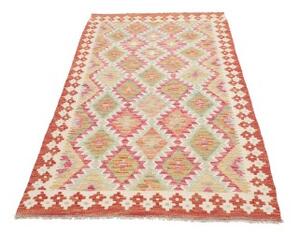 Tappeto Kilim Geometrico Beige Rosso 102x192 Cm