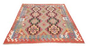 Tappeto Kilim Geometrico Rosso Azzurro 147x197 Cm