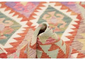 Tappeto Kilim Geometrico Rosso Ruggine Beige 95x200 Cm