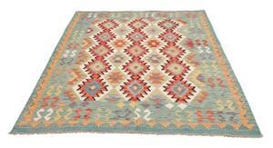 Tappeto Kilim Geometrico Verde Petrolio Arancione 147x197 Cm