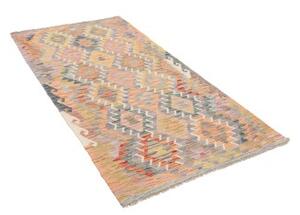 Tappeto Kilim Geometrico Becco D Oca Azzurro Polvere 104x195 Cm