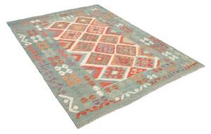 Tappeto Kilim Geometrico Verde Petrolio Avorio 154x202 Cm
