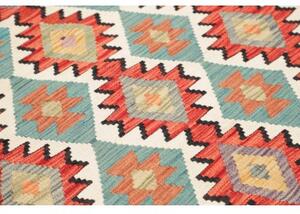 Tappeto Kilim Geometrico Azzurro Rosso 148x193 Cm