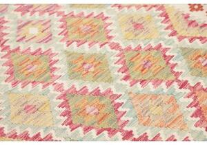 Tappeto Kilim Geometrico Beige Rosso 102x192 Cm