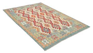 Tappeto Kilim Geometrico Verde Petrolio Arancione 147x197 Cm