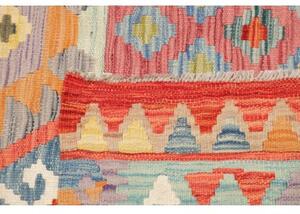 Tappeto Kilim Geometrico Azzurro Rosso Mattone 153x195 Cm