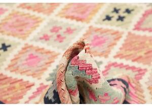 Tappeto Kilim Geometrico Blu Scuro Rosa 96x195 Cm