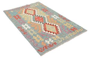 Tappeto Kilim Geometrico Azzurro Rosso Mattone 102x155 Cm