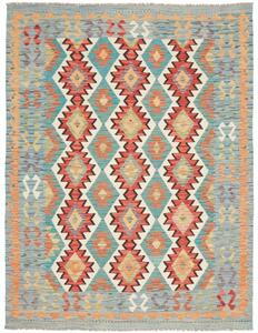Tappeto Kilim Geometrico Azzurro Rosso 148x193 Cm