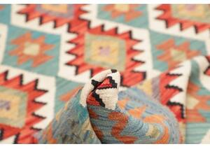 Tappeto Kilim Geometrico Azzurro Rosso 148x193 Cm