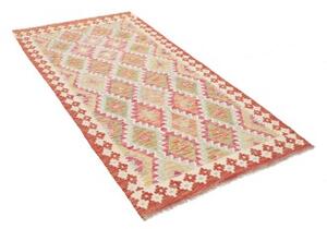 Tappeto Kilim Geometrico Beige Rosso 102x192 Cm