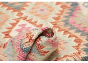 Tappeto Kilim Geometrico Terracotta Azzurro 97x207 Cm