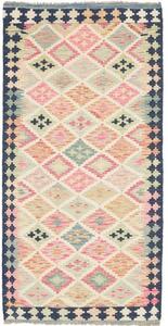 Tappeto Kilim Geometrico Blu Scuro Rosa 96x195 Cm