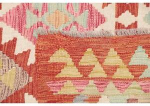Tappeto Kilim Geometrico Rosso Ruggine Beige 95x200 Cm