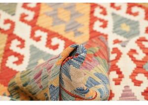 Tappeto Kilim Geometrico Rosso Giallo Ocra 153x202 Cm