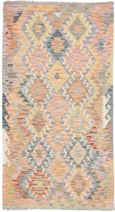 Tappeto Kilim Geometrico Becco D Oca Azzurro Polvere 104x195 Cm