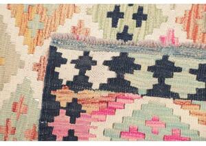 Tappeto Kilim Geometrico Blu Scuro Rosa 96x195 Cm