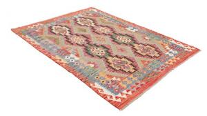 Tappeto Kilim Geometrico Rosso Azzurro 147x197 Cm