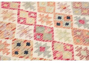Tappeto Kilim Geometrico Avorio Multicolore 100x203 Cm