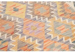 Tappeto Kilim Geometrico Becco D Oca Azzurro Polvere 104x195 Cm