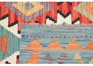 Tappeto Kilim Geometrico Azzurro Rosso 148x193 Cm