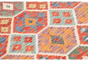Tappeto Kilim Geometrico Rosso Corallo Multicolore 124x189 Cm