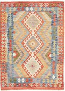 Tappeto Kilim Stilizzato Rosso Azzurro 123x173 Cm