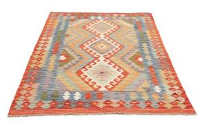Tappeto Kilim Stilizzato Rosso Azzurro 123x173 Cm