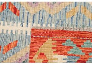 Tappeto Kilim Geometrico Celeste Arancione 123x180 Cm