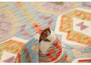 Tappeto Kilim Geometrico Celeste Arancione 123x180 Cm