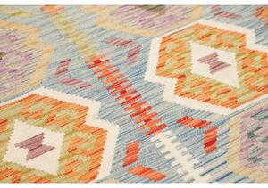 Tappeto Kilim Geometrico Celeste Arancione 123x180 Cm