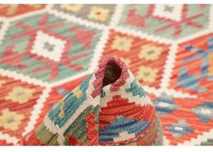 Tappeto Kilim Geometrico Rosso Corallo Multicolore 124x189 Cm