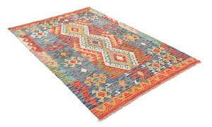 Tappeto Kilim Geometrico Blu Rosso 127x182 Cm