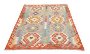Tappeto Kilim Geometrico Celeste Arancione 123x180 Cm