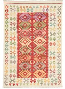 Tappeto Kilim Stilizzato Rosso Beige 120x174 Cm