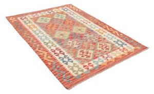 Tappeto Kilim Stilizzato Rosso Mattone Avorio 128x170 Cm