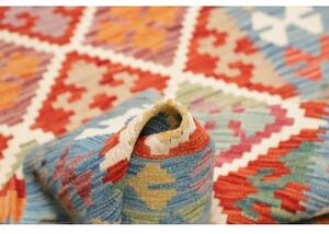 Tappeto Kilim Stilizzato Azzurro Rosso 116x184 Cm