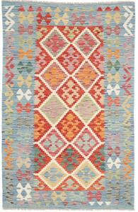 Tappeto Kilim Stilizzato Azzurro Rosso 116x184 Cm