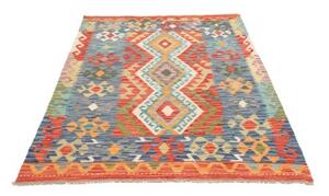 Tappeto Kilim Geometrico Blu Rosso 127x182 Cm