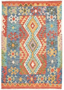 Tappeto Kilim Geometrico Blu Rosso 127x182 Cm