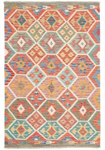 Tappeto Kilim Geometrico Rosso Corallo Multicolore 124x189 Cm