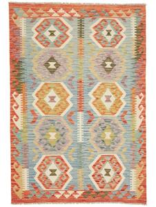 Tappeto Kilim Geometrico Celeste Arancione 123x180 Cm