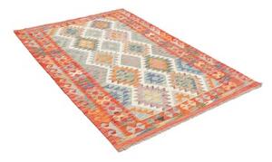 Tappeto Kilim Geometrico Rosso Beige 123x180 Cm