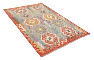 Tappeto Kilim Geometrico Celeste Arancione 123x180 Cm