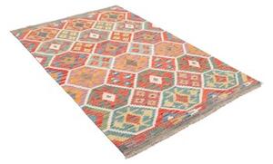 Tappeto Kilim Geometrico Rosso Corallo Multicolore 124x189 Cm