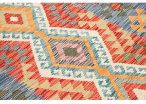Tappeto Kilim Geometrico Blu Rosso 127x182 Cm