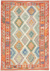 Tappeto Kilim Geometrico Rosso Beige 123x180 Cm