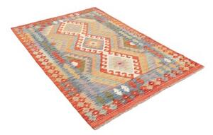 Tappeto Kilim Stilizzato Rosso Azzurro 123x173 Cm