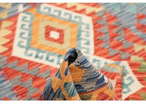 Tappeto Kilim Geometrico Blu Rosso 127x182 Cm